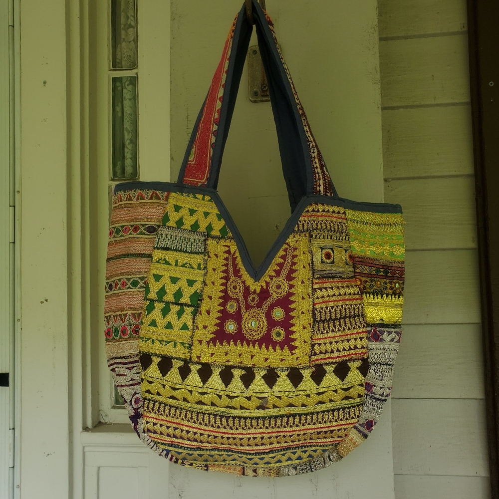 🌈 Artisan Banjara Boho Hippie Embroidered bag Handmade Patchwork Repurposed - Picture 6 of 16